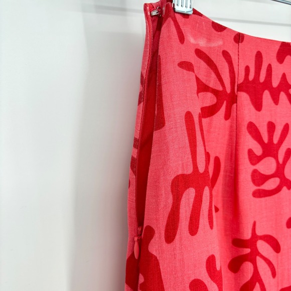Hyacinth House Cozumel Pink Red Coral Reef Print Fringe Hem Midi Skirt XXS - Picture 9 of 16